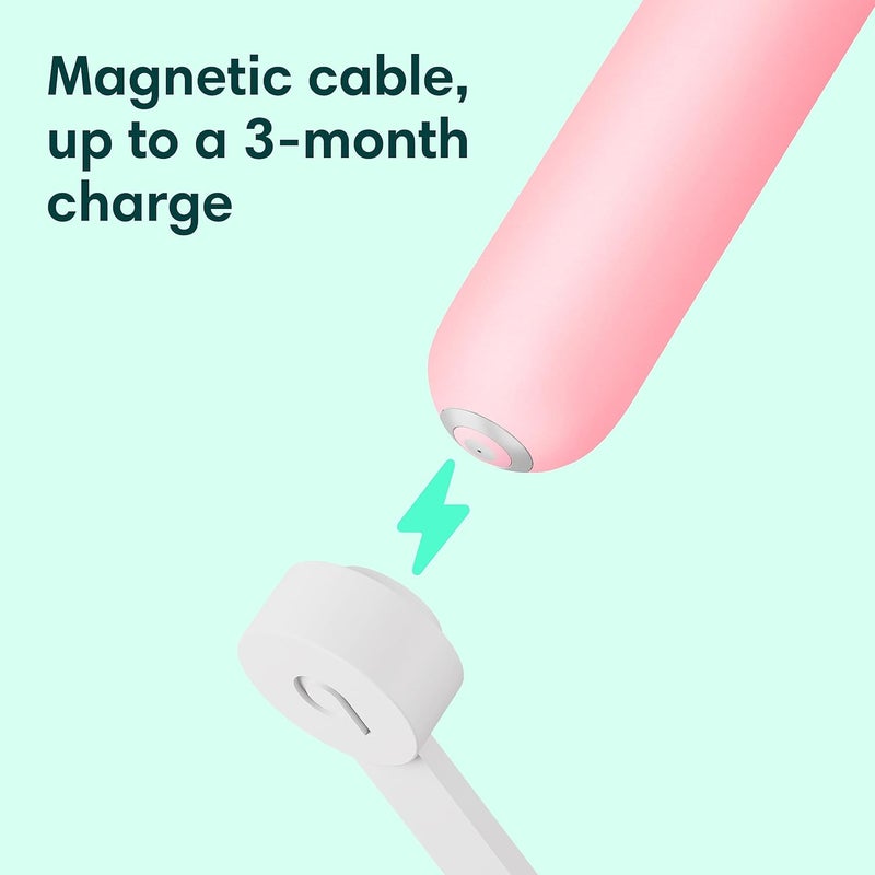quip Rechargeable Smart Sonic Toothbrush for Adults - Timed Electric Toothbrush with Bluetooth & Rewards App - Replaceable Brush Head, Soft Bristles, Metal Handle - Travel Toothbrush - All-Pink - Image 2